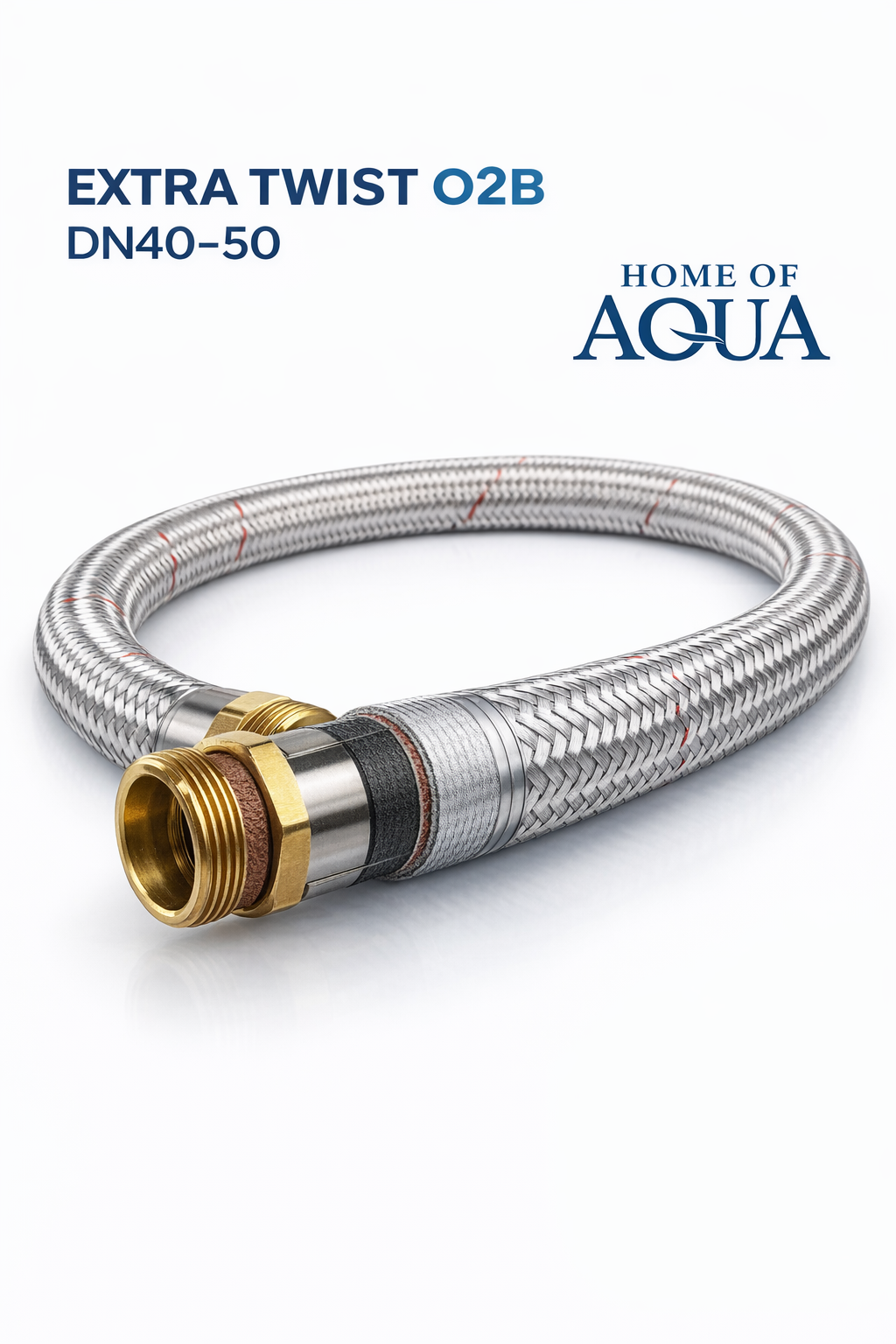 EXTRA TWIST O2B Flexibler Anschlussschlauch (Panzerschlauch) – 1 1/2" × 1 1/2" (DN40)